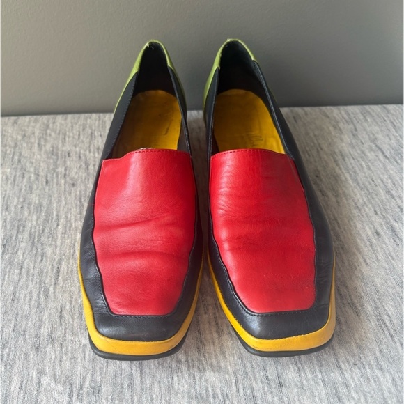 Amalfi size 8.5 Women’s Leather Loafers Italy Color Blocking Rare Y2K Retro - Picture 2 of 5